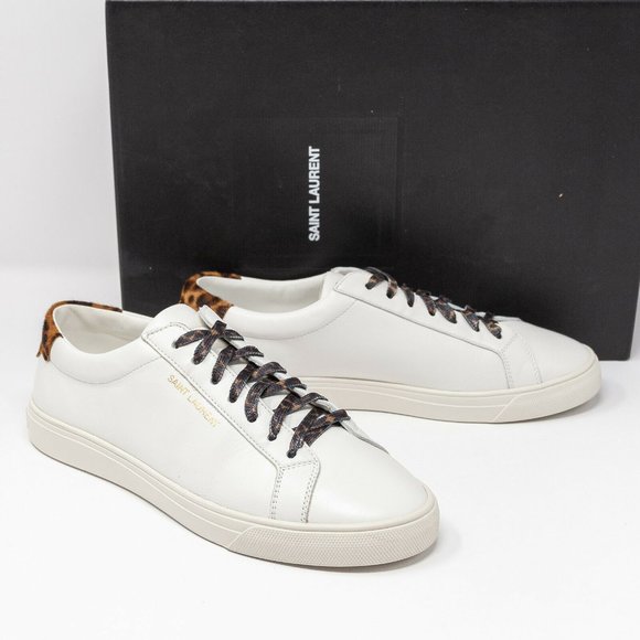 Saint Laurent Andy White Low-Top Calf Hair Leopard Size 38.5 EU (8.5 US) - Picture 1 of 7